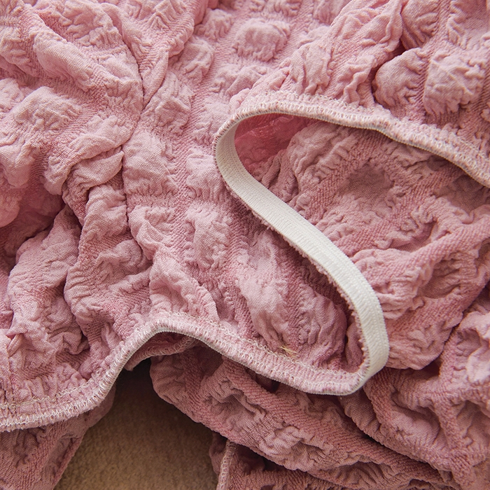 91家纺网 家纺一手货源 找家纺 启博家纺 2025新款泡泡纱办公躺椅套 桃粉