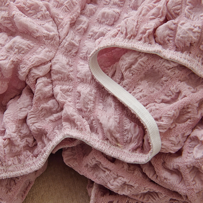 91家纺网 家纺一手货源 找家纺 启博家纺 2025新款泡泡纱办公躺椅套 桃粉