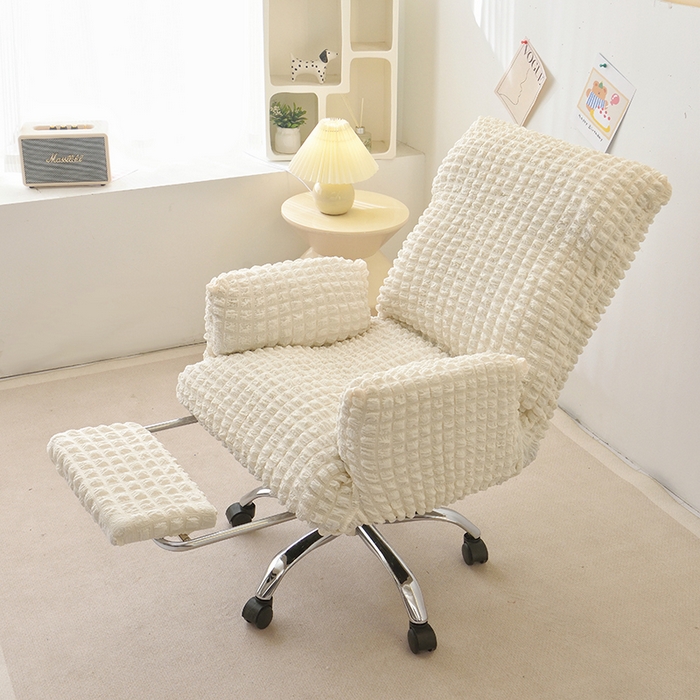 91家纺网 家纺一手货源 找家纺 启博家纺 2025新款泡泡纱办公躺椅套 米白