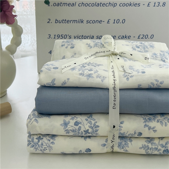 91家纺网 家纺一手货源 找家纺 优品阁 2025新款人字纹全棉双层纱四件套 兰轩【升级款-提花人字纹床单】