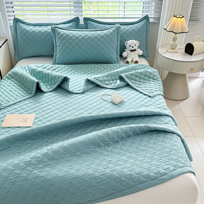 91家纺网 家纺一手货源 找家纺 橘夏家纺 2025新款凉感雪肌棉多功能床盖 湖石青