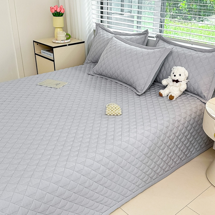 91家纺网 家纺一手货源 找家纺 橘夏家纺 2025新款凉感雪肌棉多功能床盖 星岩灰