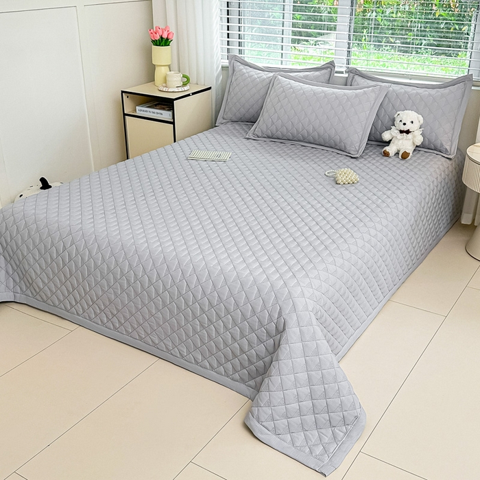 91家纺网 家纺一手货源 找家纺 橘夏家纺 2025新款凉感雪肌棉多功能床盖 星岩灰