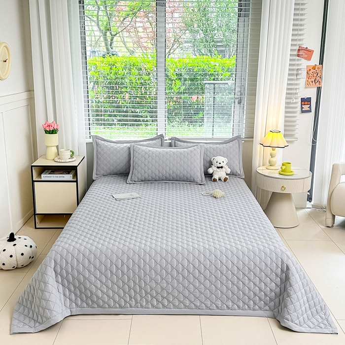 91家纺网 家纺一手货源 找家纺 橘夏家纺 2025新款凉感雪肌棉多功能床盖 星岩灰