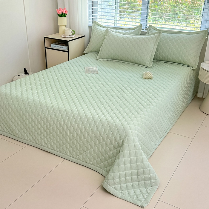 91家纺网 家纺一手货源 找家纺 橘夏家纺 2025新款凉感雪肌棉多功能床盖 柳绿