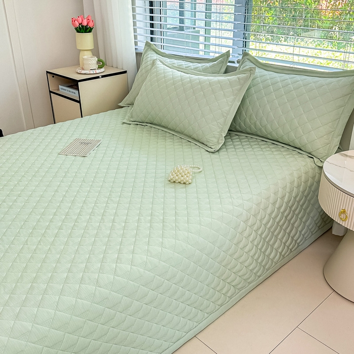 91家纺网 家纺一手货源 找家纺 橘夏家纺 2025新款凉感雪肌棉多功能床盖 柳绿