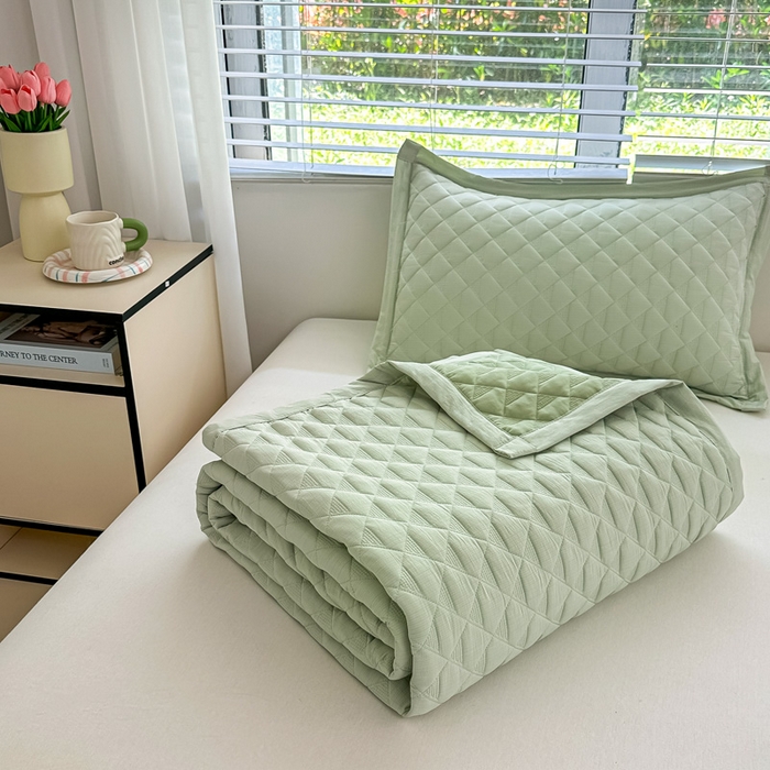 91家纺网 家纺一手货源 找家纺 橘夏家纺 2025新款凉感雪肌棉多功能床盖 柳绿