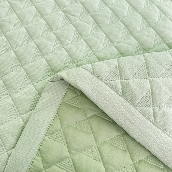 91家纺网 家纺一手货源 找家纺 橘夏家纺 2025新款凉感雪肌棉多功能床盖 柳绿