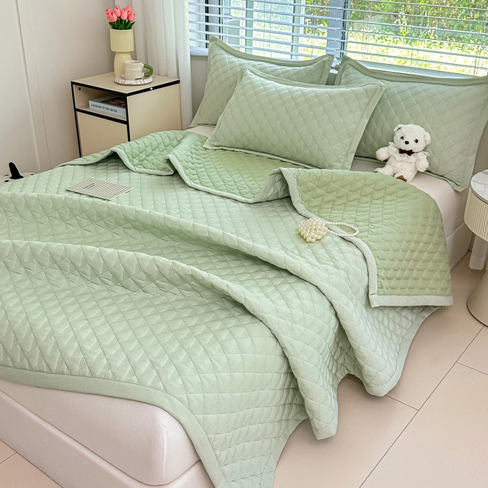 91家纺网 家纺一手货源 找家纺 橘夏家纺 2025新款凉感雪肌棉多功能床盖 柳绿