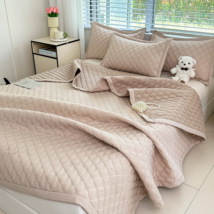 91家纺网 家纺一手货源 找家纺 橘夏家纺 2025新款凉感雪肌棉多功能床盖 奶咖色