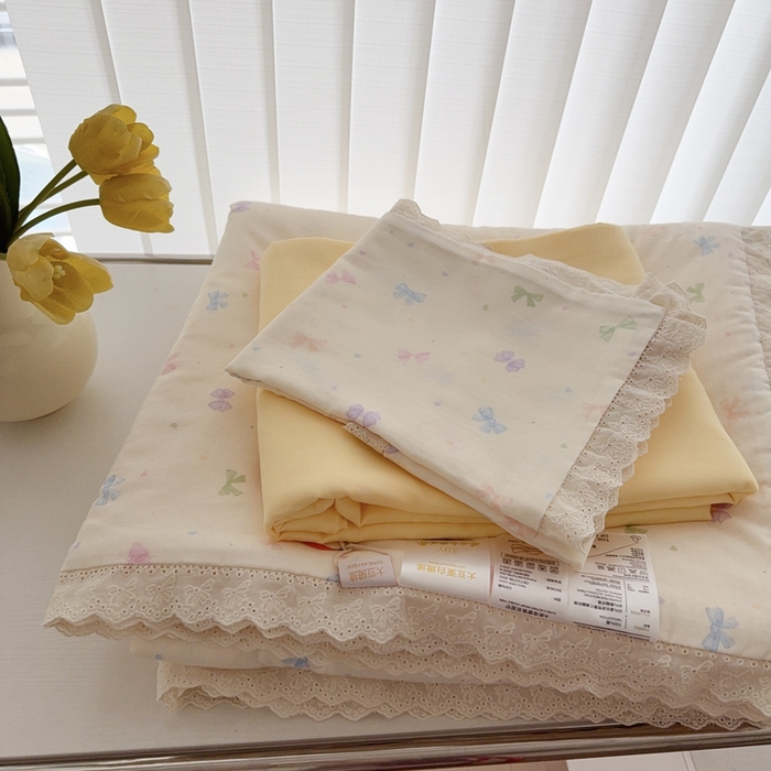 91家纺网 家纺一手货源 找家纺 于果2025新款双层纱花边款夏被