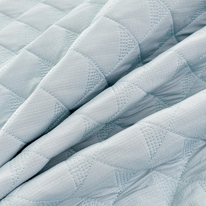 91家纺网 家纺一手货源 找家纺 橘夏家纺 2025新款凉感雪肌棉多功能床盖 矢车菊蓝