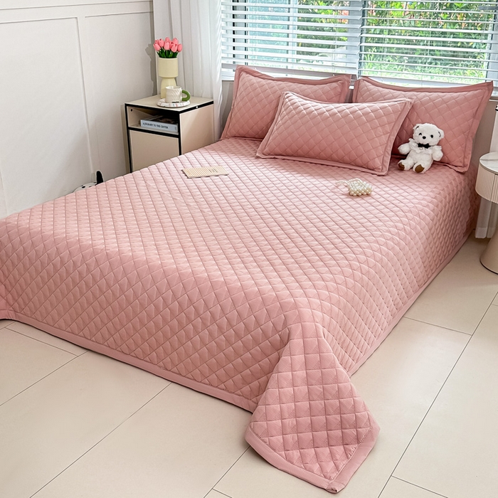 91家纺网 家纺一手货源 找家纺 橘夏家纺 2025新款凉感雪肌棉多功能床盖 丁香粉