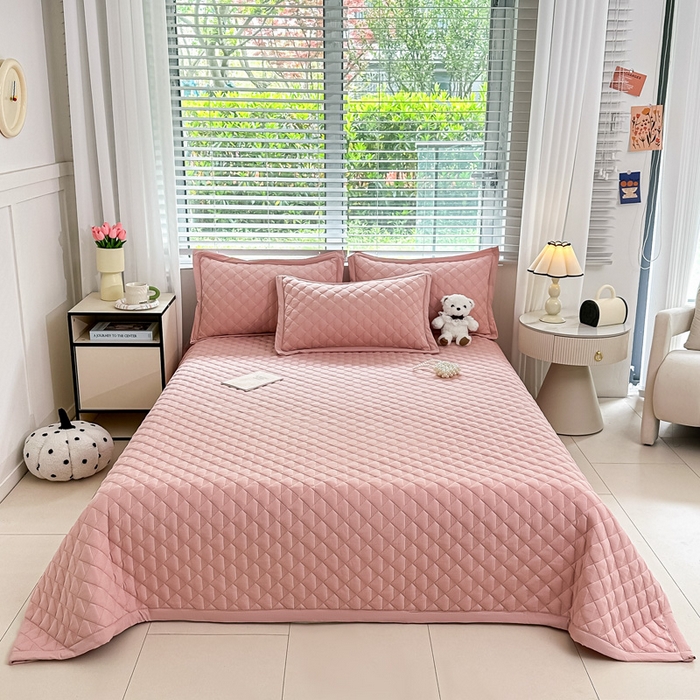 91家纺网 家纺一手货源 找家纺 橘夏家纺 2025新款凉感雪肌棉多功能床盖 丁香粉