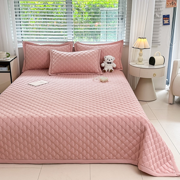 91家纺网 家纺一手货源 找家纺 橘夏家纺 2025新款凉感雪肌棉多功能床盖 丁香粉