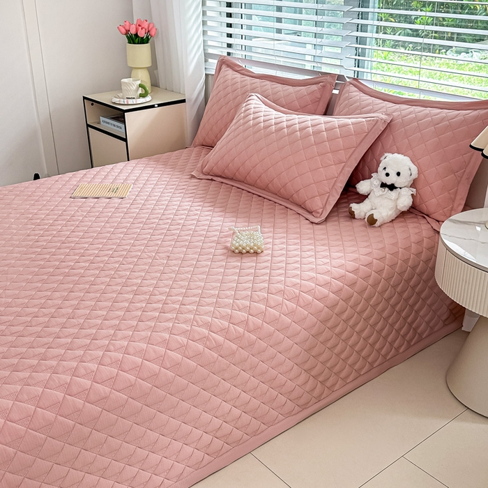 91家纺网 家纺一手货源 找家纺 橘夏家纺 2025新款凉感雪肌棉多功能床盖 丁香粉