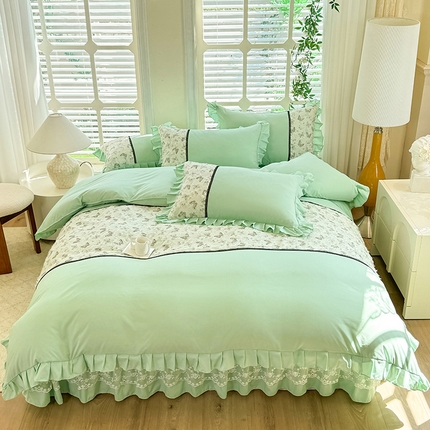 芭比蔓家纺 2025新款云感磨毛四件套-梦蝶 梦蝶-绿