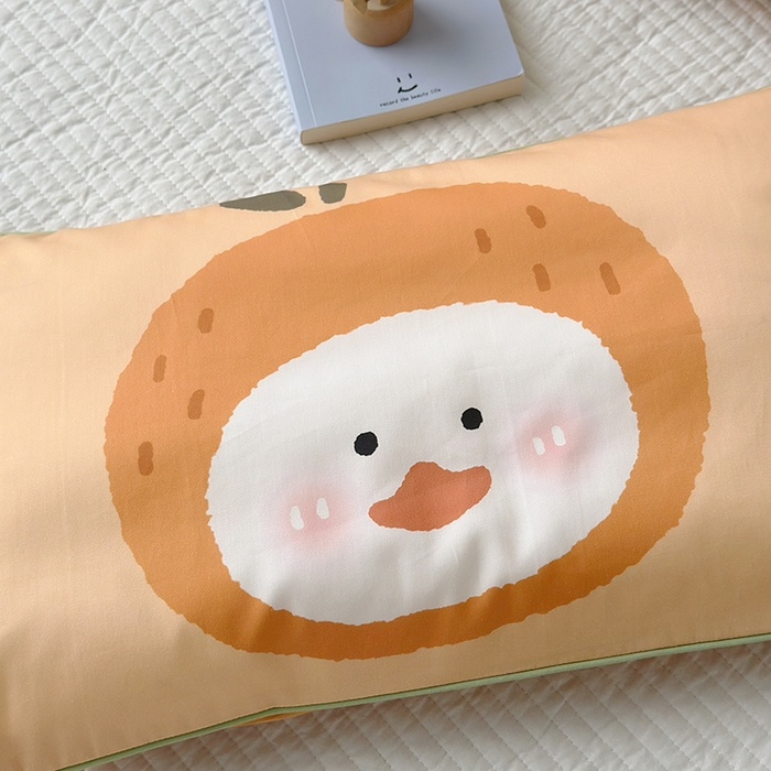 91家纺网 家纺一手货源 找家纺 荷马之梦 2025新款A类100支全棉贡缎双股加厚加柔儿童枕套-水果系列 小橘子