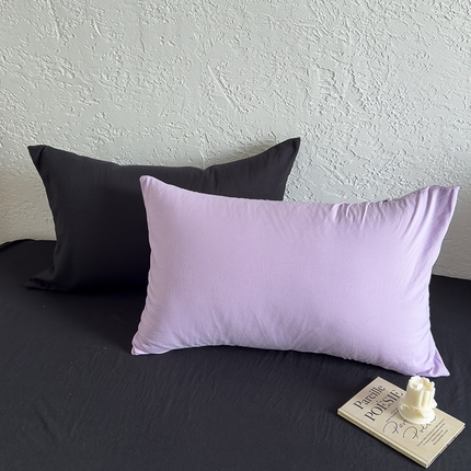 91家纺网 家纺一手货源 找家纺 （总）N先生+V 13814689556 发大图/买家秀 2025新款ins博主风纯色混搭水洗棉枕套(支持跨境电商定制尺寸)