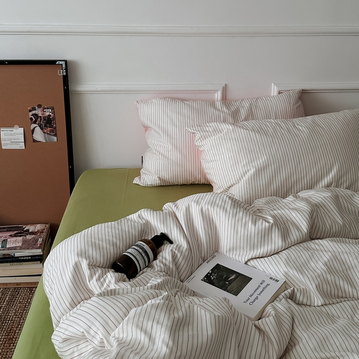 91家纺网 家纺一手货源 找家纺 柚可家居 2025新款40s全棉数码印花四件套-夏日 夏日（枕套条纹）