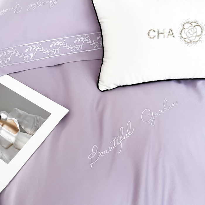 91家纺网 家纺一手货源 找家纺 梧桐家居 2025春夏新款全棉纯棉轻奢刺绣四件套-金枝玉叶 金枝玉叶-香芋紫