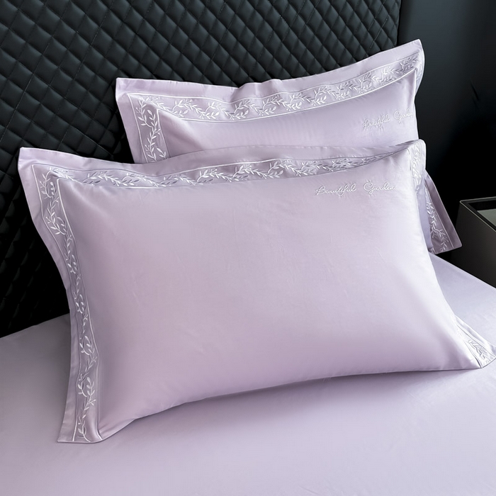 91家纺网 家纺一手货源 找家纺 梧桐家居 2025春夏新款全棉纯棉轻奢刺绣四件套-金枝玉叶 金枝玉叶-香芋紫