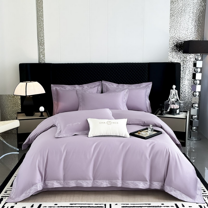 91家纺网 家纺一手货源 找家纺 梧桐家居 2025春夏新款全棉纯棉轻奢刺绣四件套-金枝玉叶 金枝玉叶-香芋紫