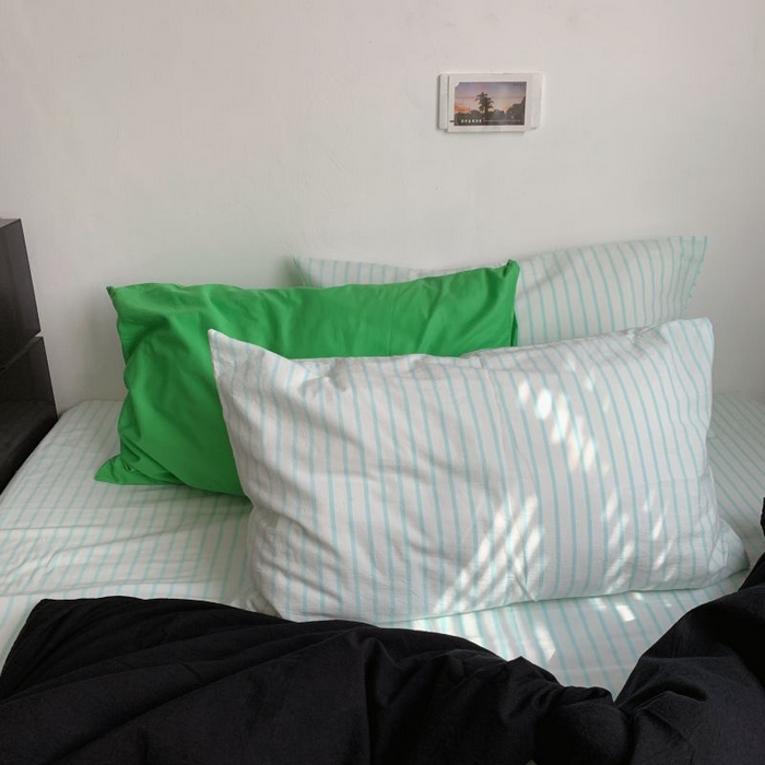 91家纺网 家纺一手货源 找家纺 （总）柚可家居 2025新款40支全棉色织水洗棉四件套-加点墨