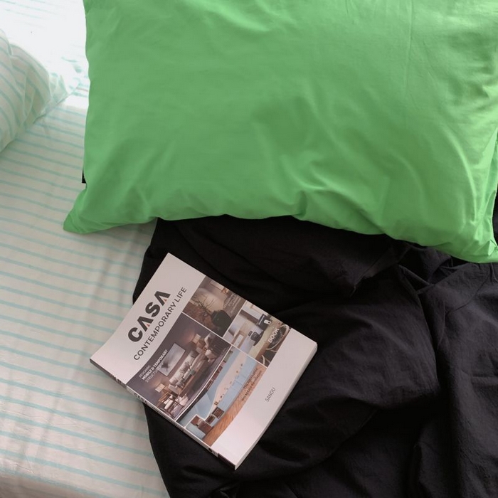 91家纺网 家纺一手货源 找家纺 （总）柚可家居 2025新款40支全棉色织水洗棉四件套-加点墨