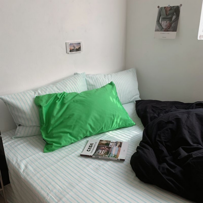 91家纺网 家纺一手货源 找家纺 （总）柚可家居 2025新款40支全棉色织水洗棉四件套-加点墨