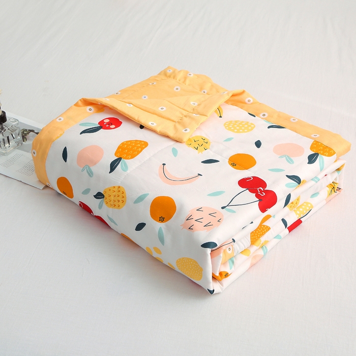 91家纺网 家纺一手货源 找家纺 贝兰仙奴 2025春夏新款全棉印花夏被夏凉被空调被 水果派对