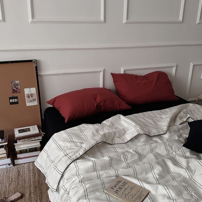 91家纺网 家纺一手货源 找家纺 柚可家居 2025新款40支斜纹纯棉数码印染夏被-纽约浅梦 纽约浅梦夏被四件套（枕套树莓红）