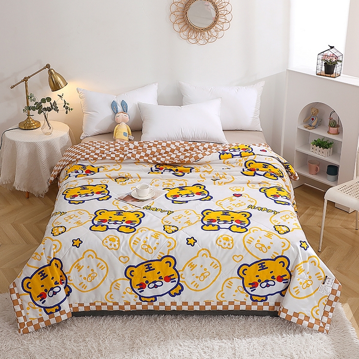 91家纺网 家纺一手货源 找家纺 贝兰仙奴 2025春夏新款全棉印花夏被夏凉被空调被 欢乐虎