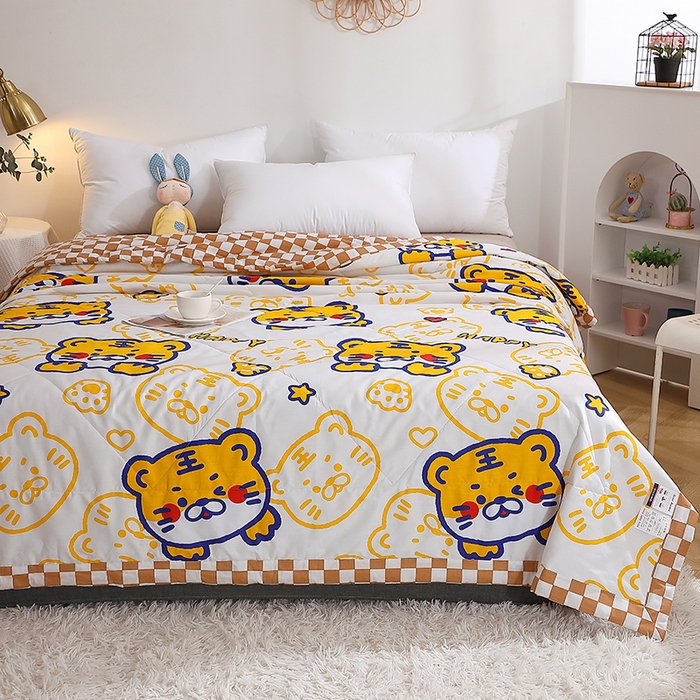 91家纺网 家纺一手货源 找家纺 贝兰仙奴 2025春夏新款全棉印花夏被夏凉被空调被 欢乐虎