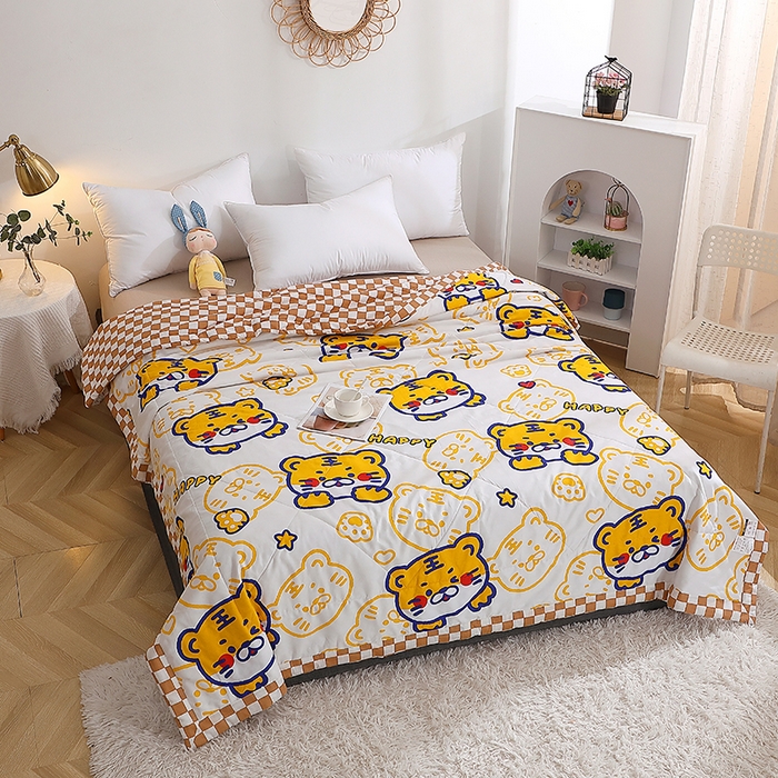 91家纺网 家纺一手货源 找家纺 贝兰仙奴 2025春夏新款全棉印花夏被夏凉被空调被 欢乐虎