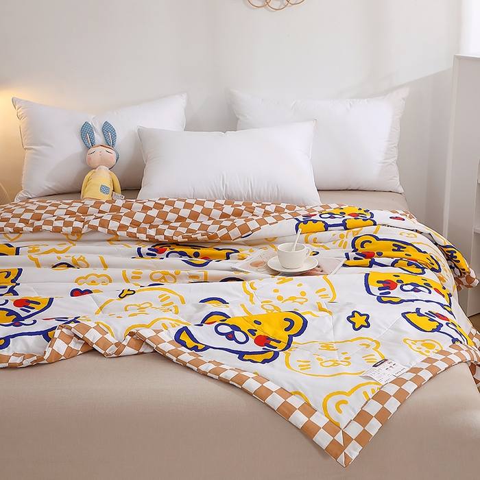 91家纺网 家纺一手货源 找家纺 贝兰仙奴 2025春夏新款全棉印花夏被夏凉被空调被 欢乐虎