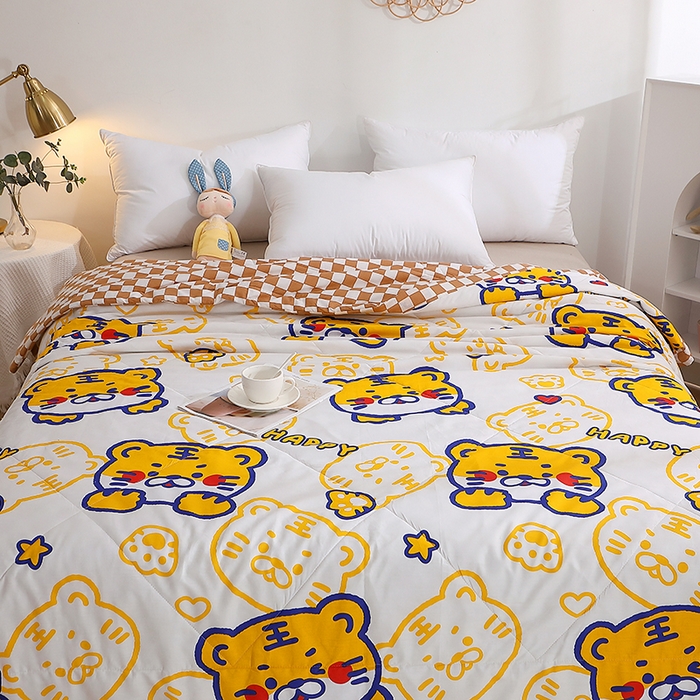 91家纺网 家纺一手货源 找家纺 贝兰仙奴 2025春夏新款全棉印花夏被夏凉被空调被 欢乐虎