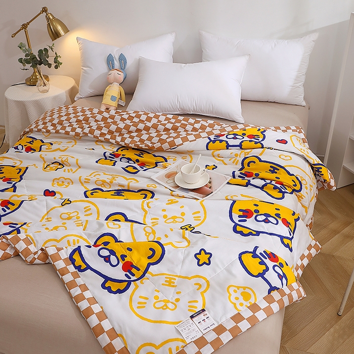 91家纺网 家纺一手货源 找家纺 贝兰仙奴 2025春夏新款全棉印花夏被夏凉被空调被 欢乐虎