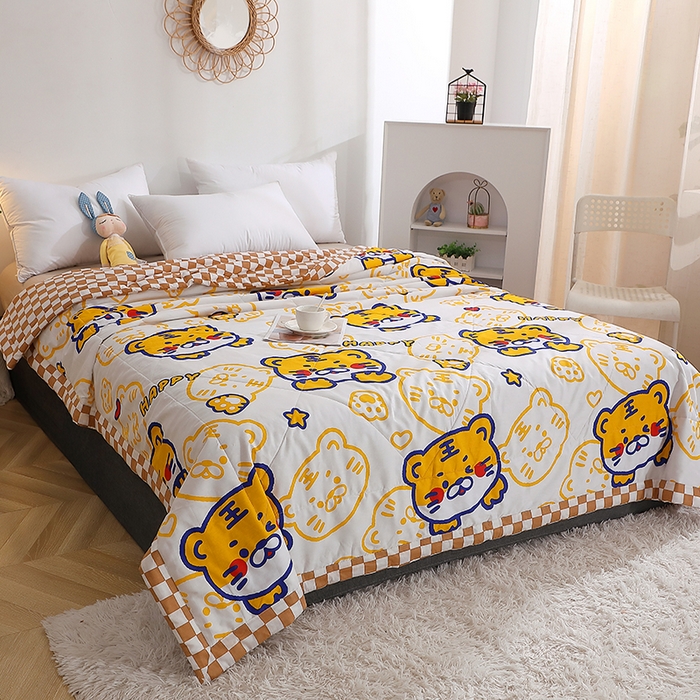 91家纺网 家纺一手货源 找家纺 贝兰仙奴 2025春夏新款全棉印花夏被夏凉被空调被 欢乐虎