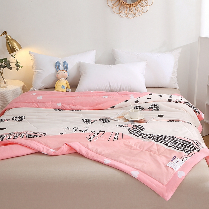 91家纺网 家纺一手货源 找家纺 贝兰仙奴 2025春夏新款全棉印花夏被夏凉被空调被 蝴蝶结