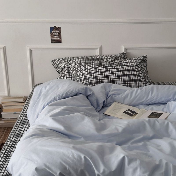 91家纺网 家纺一手货源 找家纺 柚可家居 2025新款40支斜纹全棉亲肤四件套-伦敦学院 伦敦学院（枕套黑格子）