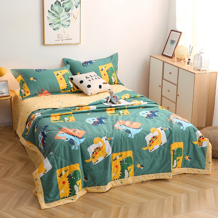 91家纺网 家纺一手货源 找家纺 贝兰仙奴 2025春夏新款全棉印花夏被夏凉被空调被 恐龙家族