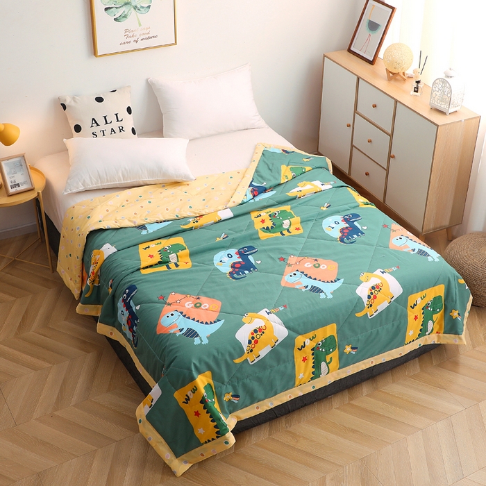 91家纺网 家纺一手货源 找家纺 贝兰仙奴 2025春夏新款全棉印花夏被夏凉被空调被 恐龙家族