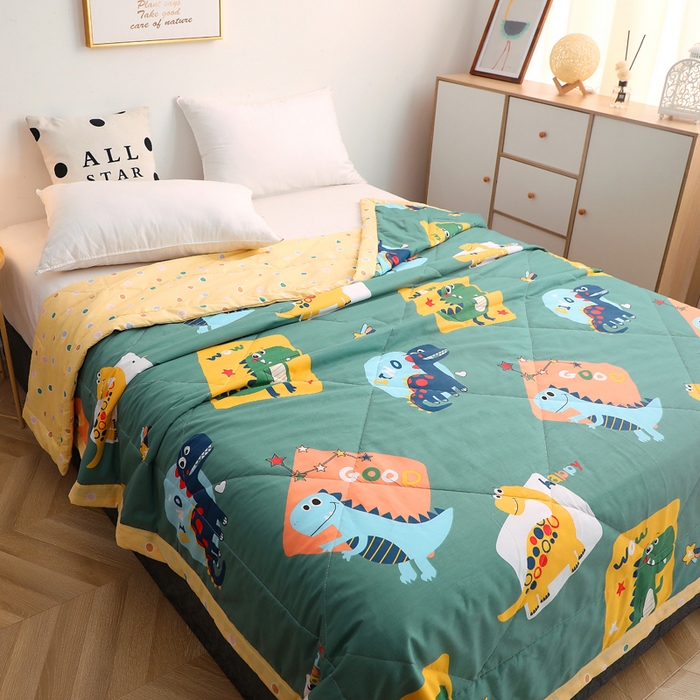 91家纺网 家纺一手货源 找家纺 贝兰仙奴 2025春夏新款全棉印花夏被夏凉被空调被 恐龙家族