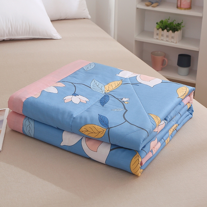 贝兰仙奴 2025春夏新款全棉印花夏被夏凉被空调被 流莹蓝