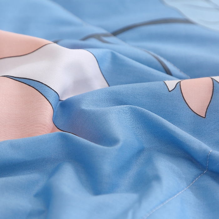 91家纺网 家纺一手货源 找家纺 贝兰仙奴 2025春夏新款全棉印花夏被夏凉被空调被 流莹蓝