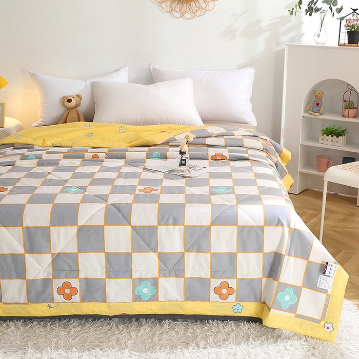 91家纺网 家纺一手货源 找家纺 贝兰仙奴 2025春夏新款全棉印花夏被夏凉被空调被 路易威灰