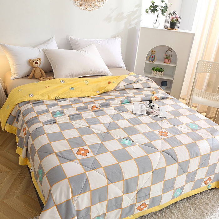 91家纺网 家纺一手货源 找家纺 贝兰仙奴 2025春夏新款全棉印花夏被夏凉被空调被 路易威灰