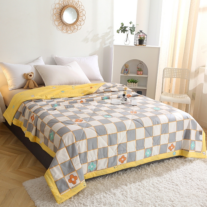 91家纺网 家纺一手货源 找家纺 贝兰仙奴 2025春夏新款全棉印花夏被夏凉被空调被 路易威灰