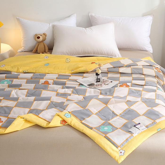 91家纺网 家纺一手货源 找家纺 贝兰仙奴 2025春夏新款全棉印花夏被夏凉被空调被 路易威灰